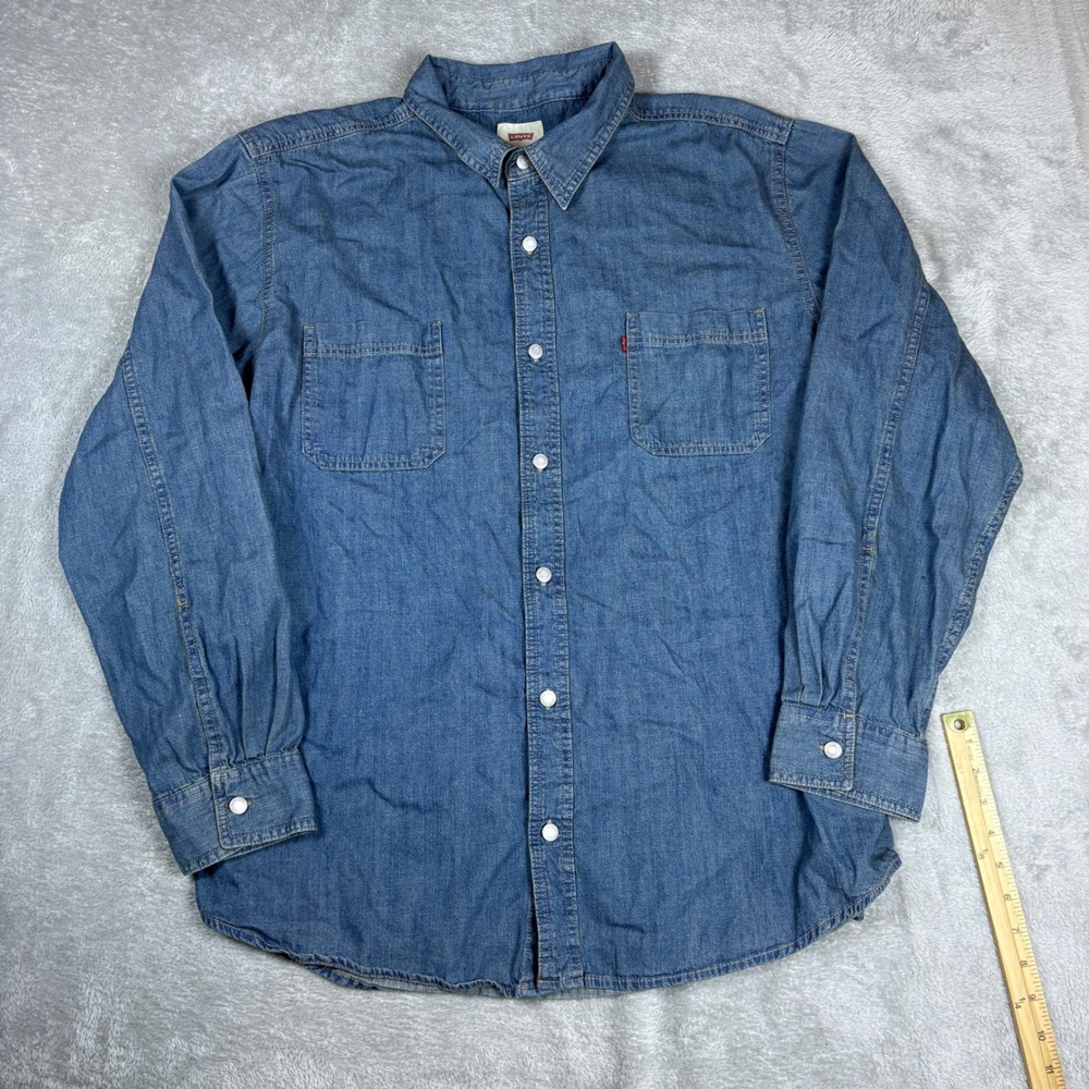 Levi's Shirts Men XXL Denim Button Down‎ Long Sleeve Blue Workwear Casual